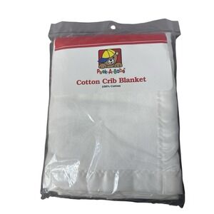 VTG Peek A Babe Cotton Crib Blanket 100% cotton White satin trim blanket 36"X50"